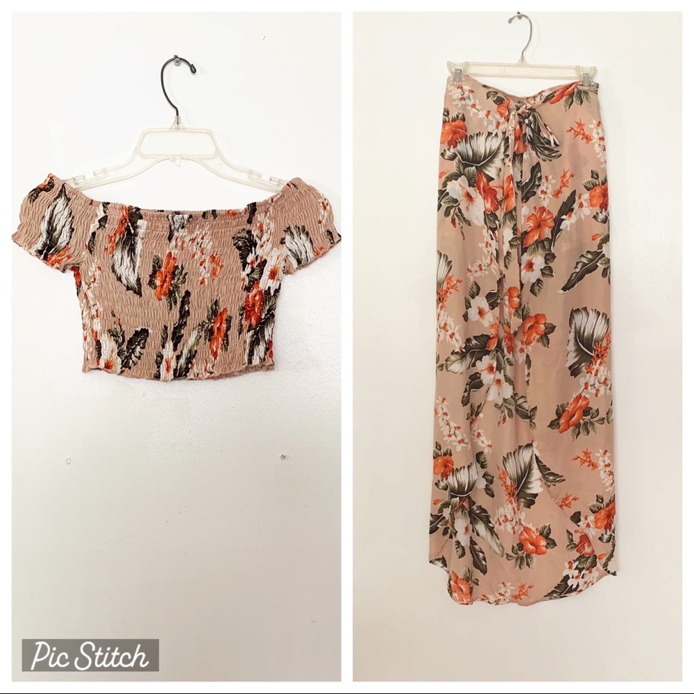 Fashion Nova Floral Top and Maxi Skirt Set Size Small